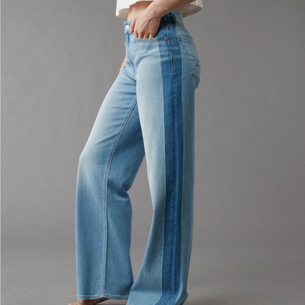 AE Dreamy Drape Stretch Side Stripe Super High-Waisted Baggy Wide-Leg Jean